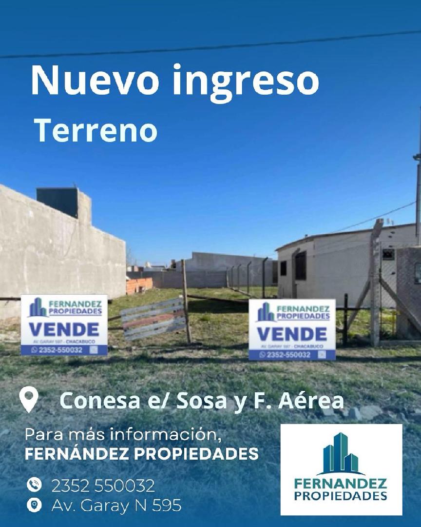 TERRENO EN VENTA, CALLE CONESA E/ SOSA Y F. AEREA. CHACABUCO.- COD. 289