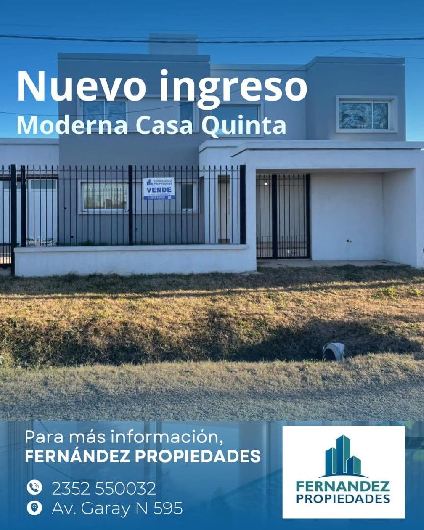 EN VENTA, HERMOSA CASA QUINTA MODERNA A ESTRENAR. CHACABUCO.- COD. 280