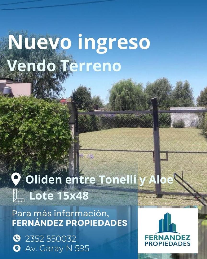 EXCELENTE TERRENO EN VENTA, ZONA RESIDENCIAL OLDIEN E/ TINNELLI Y ALOE. CHACABUCO.- COD.281