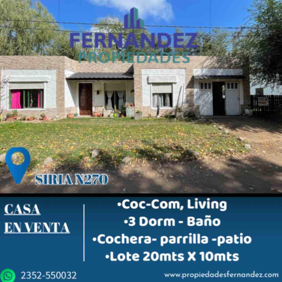 CASA EN VENTA, CALLE SIRIA N°270. CHACABUCO.- COD. 275