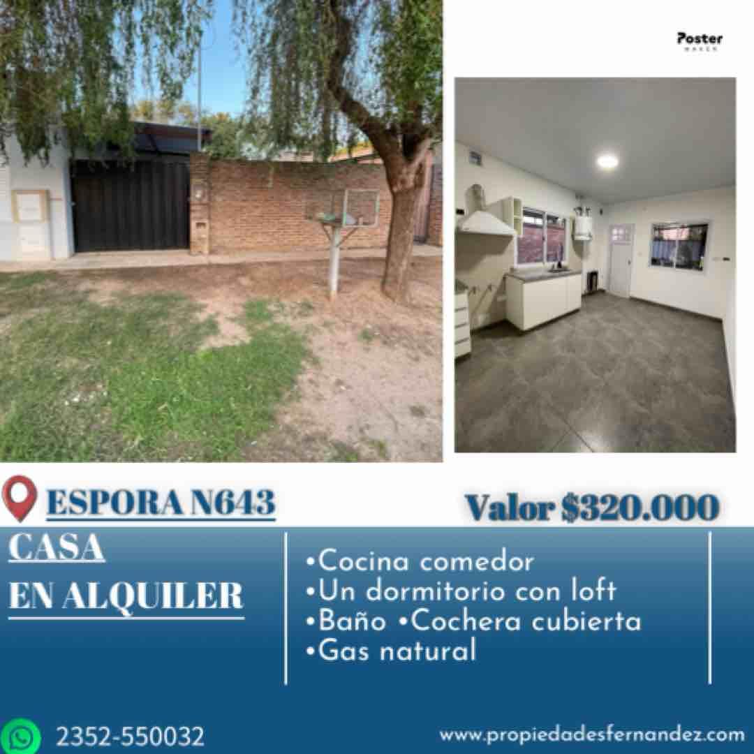 EN ALQUILER CASA A ESTRENAR, UN DORMITORIO + LOFT. CALLE ESPORA N°643